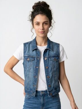 Cotton denim vest